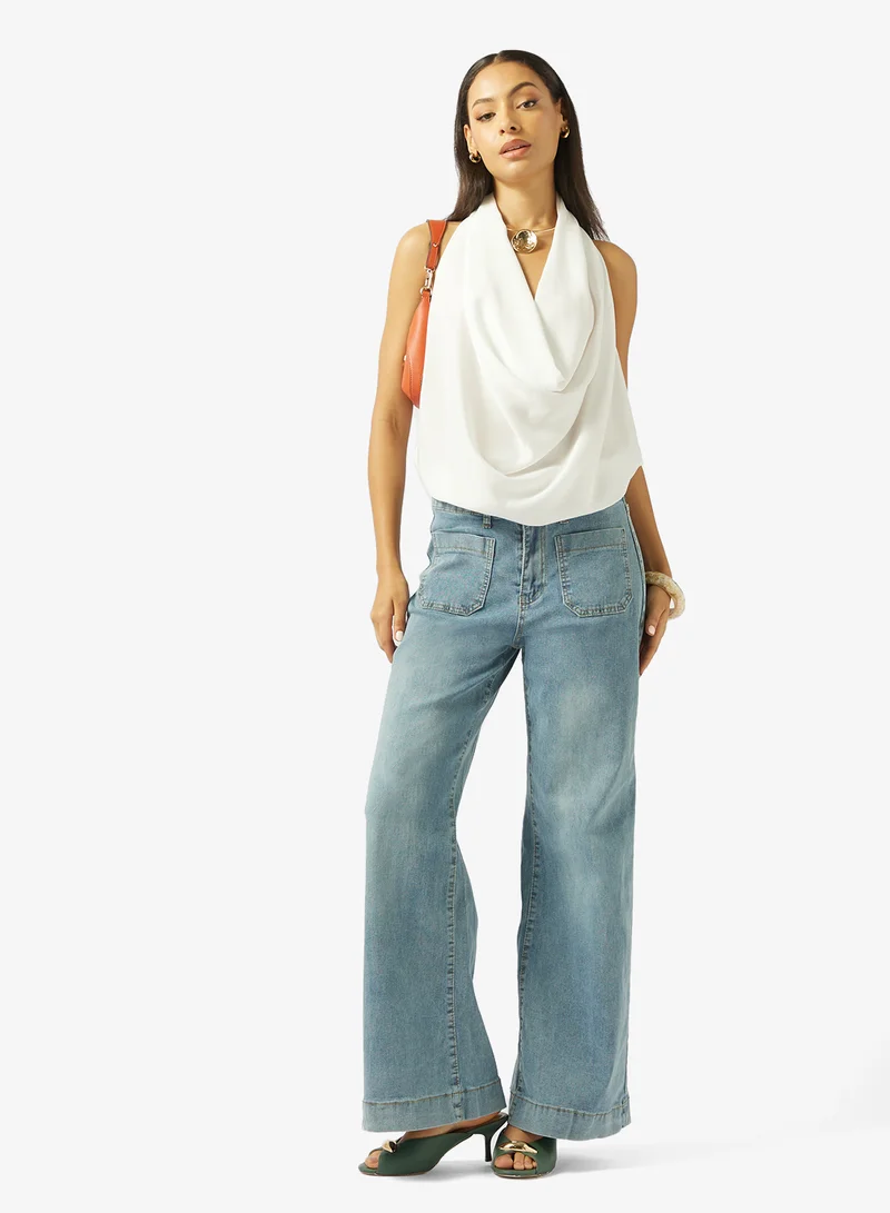 جينجر High Rise Straight Fit Jeans